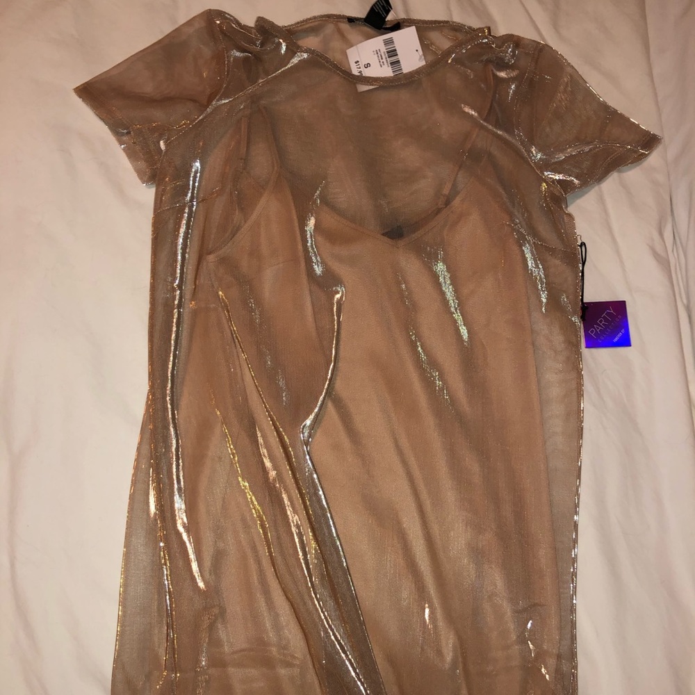 Metallic slip mini dress